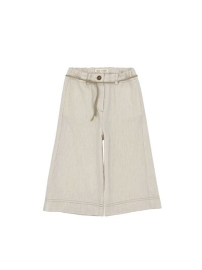 Pantalone ampio in cotone misto lino avorio e cinturina Zhoe & Tobiah