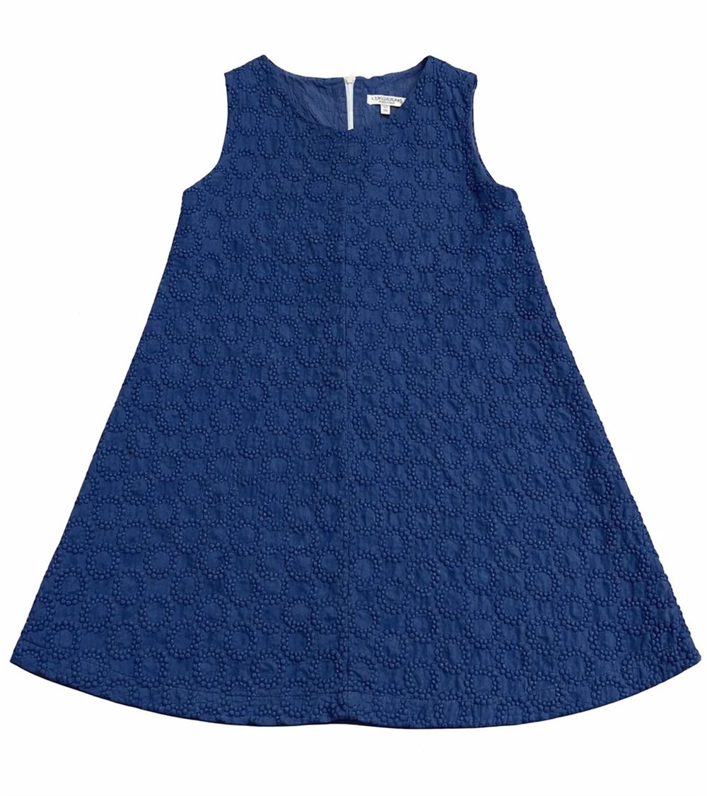 Abito smanicato in tessuto ricamato blu L'Orsobruno