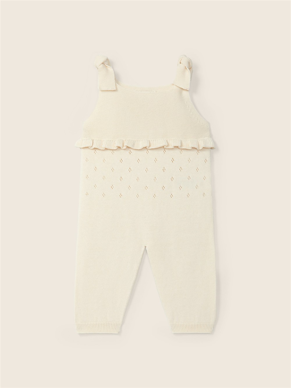 Salopette in cotone beige con rouches Wedoble