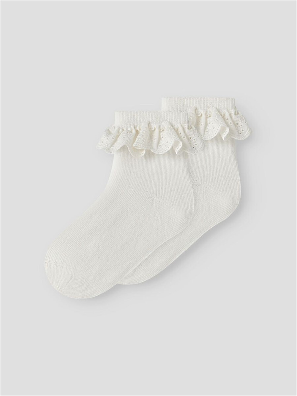 Calzini cotone millerighe con rouches pizzo san gallo panna Lil Atelier
