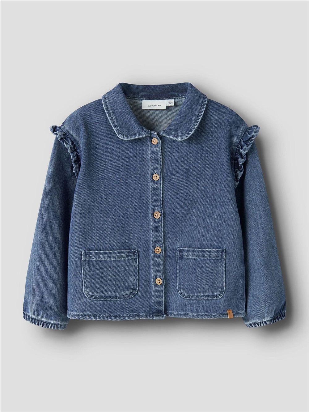 Giacca camicia in jeans con alette rouches Lil Atelier