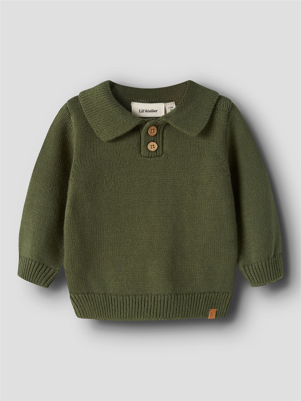 Maglione polo in cotone verde Lil Atelier