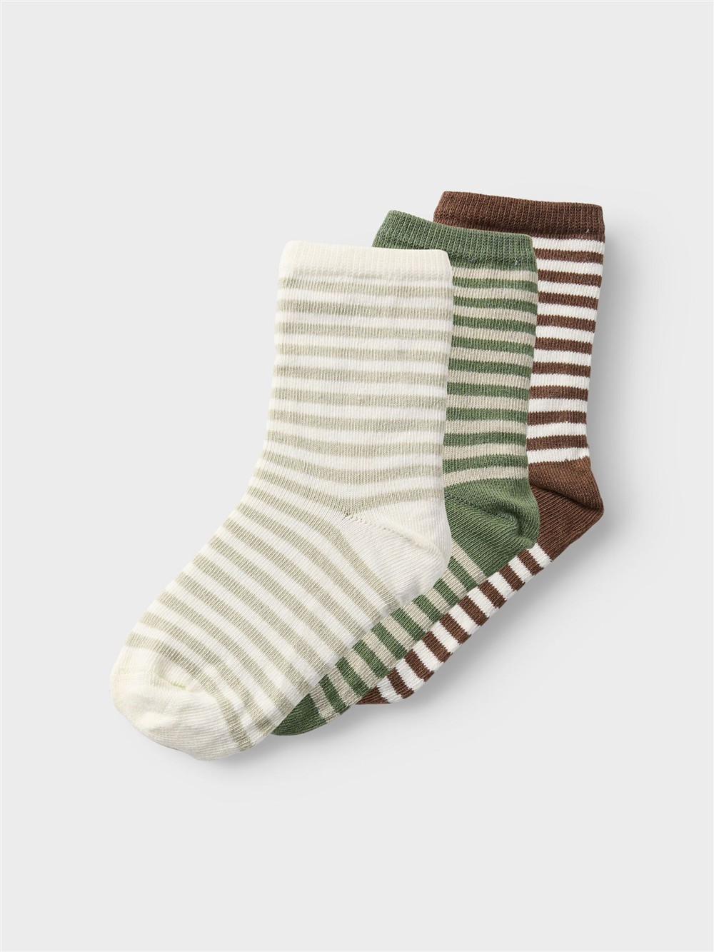 Tris di calzini a righe verde, marrone e panna Lil Atelier