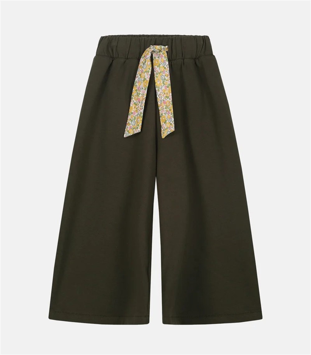 Completo in caldo cotone verde con pantalone palazzo e felpa con zip Pesciolino Rosso - immagine 2
