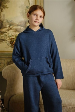 Completo tuta pantalone e felpa con cappuccio blu Magil