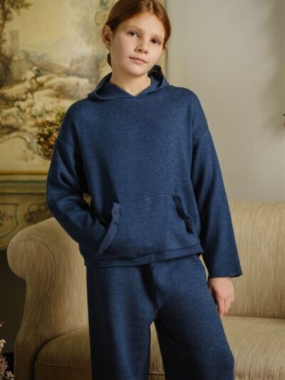 Completo tuta pantalone e felpa con cappuccio blu Magil