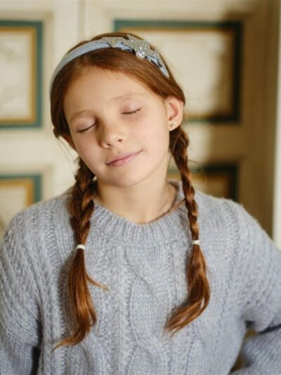Maglione in lana celestone trecce Magil